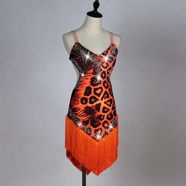 

stage wear leopard tassel women latin dress dance costumes for salsa competition samba, Black;red