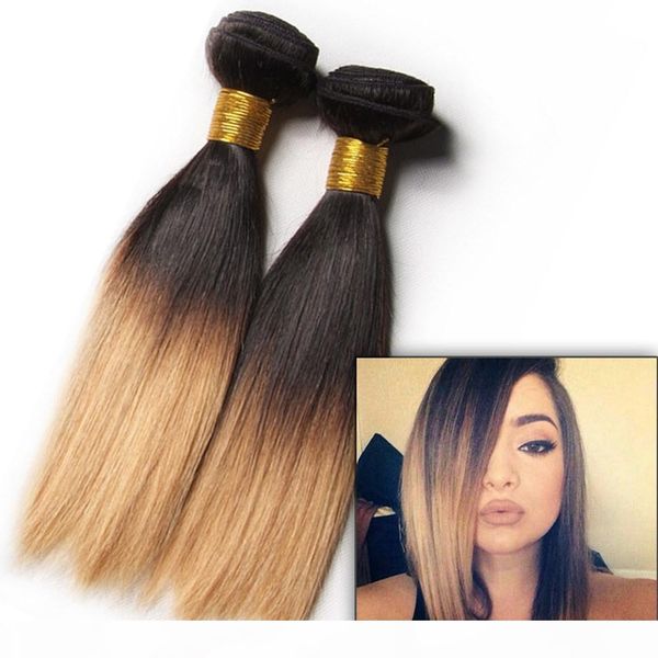 

peruvian ombre straight hair 3 4 5 pcs ombre peruvian human hair straight 2 tone 1b 30 27 remy bob hair bundles, Black
