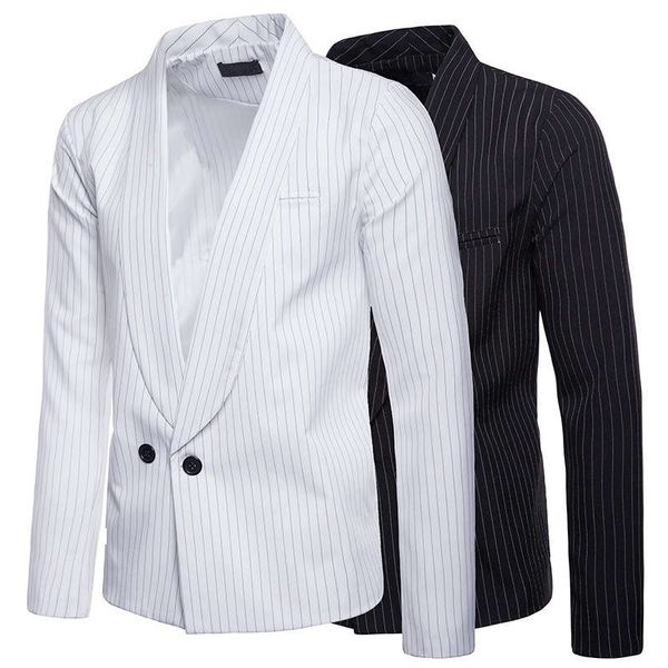 

new striped big body fashion casual design men's lapel suit x04, White;black