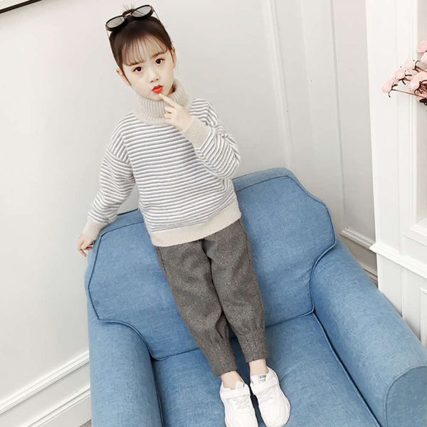 

winter men's 2020 women's children's and neutral korean fine stripe high collar mink sweater versatile warmth d2cn, Blue