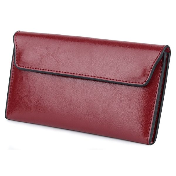 

hbp factory direct cross-border leather large capacity ultra-thin women's wallet fashion simple multi-function ladies, Red;black