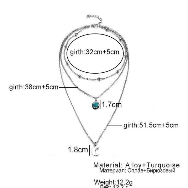 

vienkim bohmian серебряная цветная цепь луны многослойные choker бусины ожерелье для женщин камень коллер фемме мода ювелирные изделия sqcpd, Golden;silver