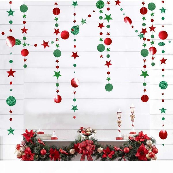 

gree red 4m star hanging paper banner merry christmas party new decorations home 2020 navidad for year xmas decor garland round bnpux