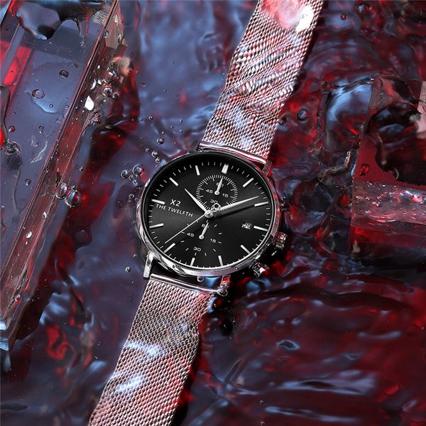 

business watches 2020 model sports chronograph quartz watches men silver stainless steel strap fashion mens dress waterproof calendar watche, Slivery;brown