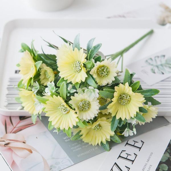 

5 bundles yellow sunflower home decor accessories wedding decorative flower vases fake plants christmas daisy artificial flowers