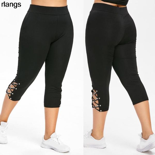 

european and beautiful women's stretch pants 2021 summer new knitted straps bead stitching stretch leggings pants women's, Black