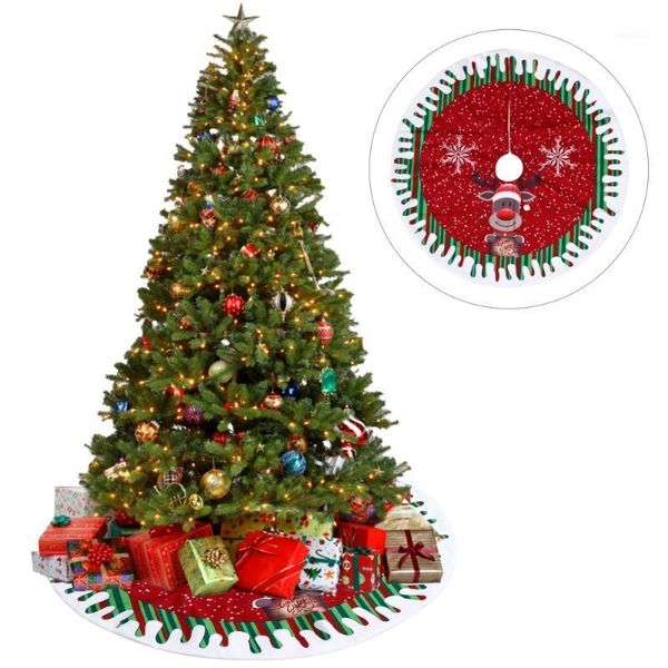 

1pc delicate christmas tree deer skirt cloth carpet xmas tree bottom cover1