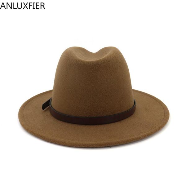 

wide brim hats x3016 woolen hat british style classic jazz simple felt caps broad-brimmed fashion adjust, Blue;gray