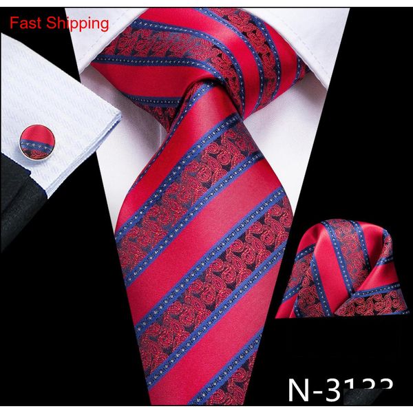 

hi-tie new arrival 10 style stripe ties neck tie pocket square cufflinks set for qylcpz mj_fashion, Black;blue