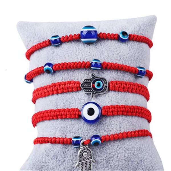 

red handwoven kabbalah bracelet string thread lucky hamsa bracelets blue turkish evil eye charm jewelry fatima6ven