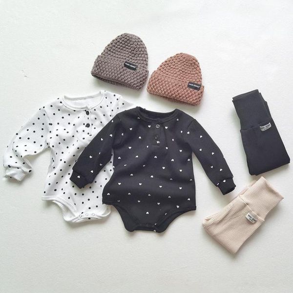 

2021 new newborn infant clothing autumn boy set dot print long sleeve bodysuit leggings 2pcs baby girl clothes outfits tcmy, White
