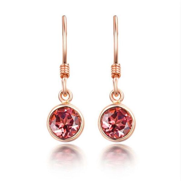 

14k rose gold garnet drop earrings for womne dainty kolczyki pure natural stone orecchini 14k earring jewelry for female girls, Silver