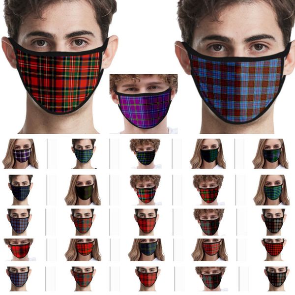 

washable 3d plaid printed face mask for women men kids ice silk mouth mask children windproof protective designer mask 32 styles wx20-36