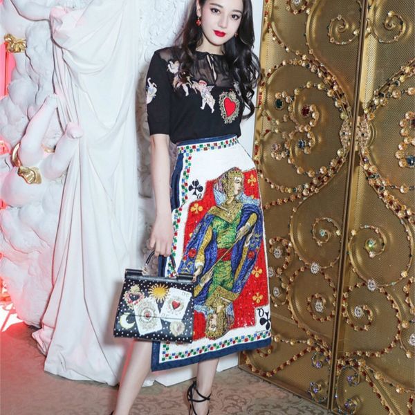 

runway dressed summer, perspective, embroidery, angel, luxury, crystal, beads, printed, q, women's dresses, two pieces, new 2021 lmrp, Black;gray