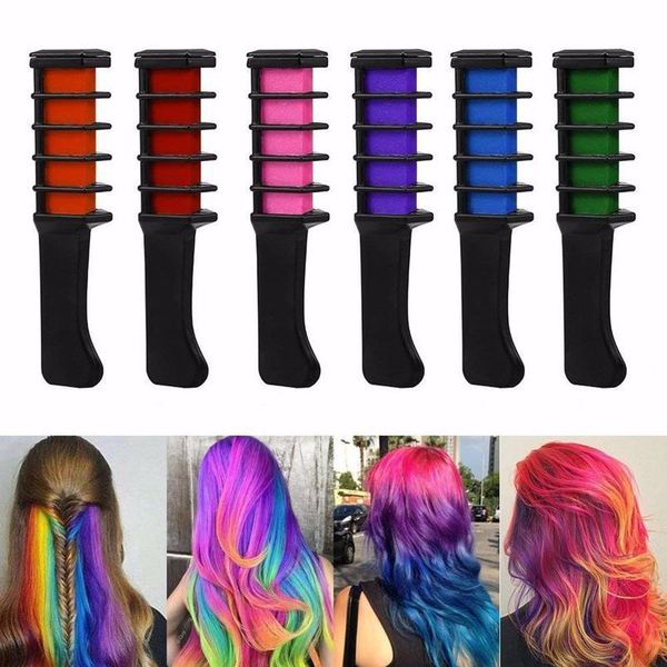 

6 colors disposable hair color comb kits mini temporary hair color chalk comb dye kits salon hair dyei jllaht, Silver