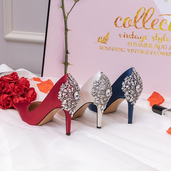 

2020 nova chegada cristal festa mulher sapatos de casamento nupcial boca rasa sapato moda alta qualidade bombas tamanho gm7s, Black