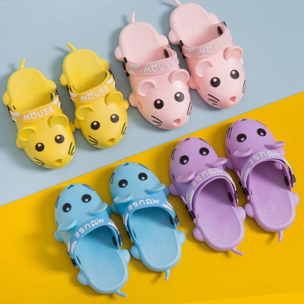 

large 2020 new small, children's medium baotou heel summer slippers men's and women's non slip soft sole indoor parent-child, Black;red