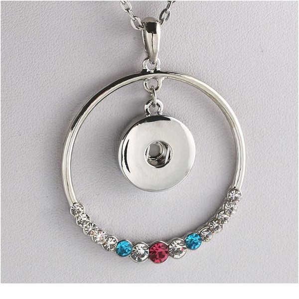 

2018 european & american pendant metal round circles elegant snap button necklace women fit 18mm snap button bbyhpt, Silver