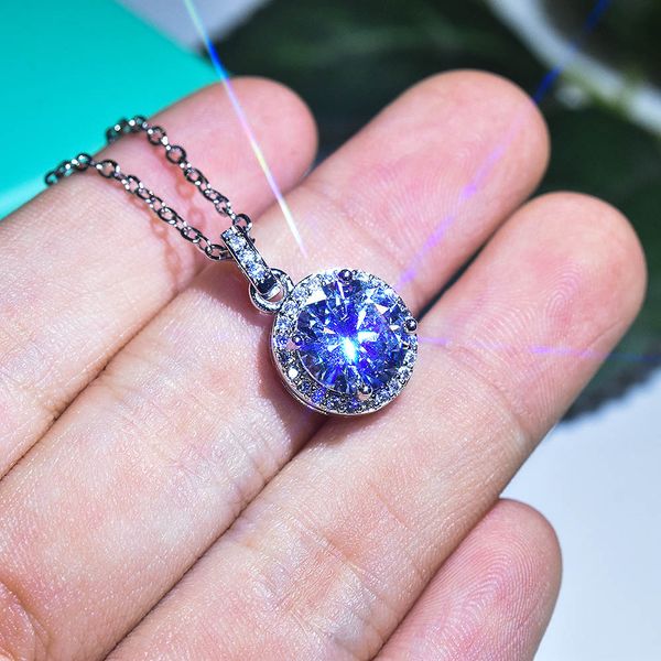 

npkds solitaire moissanite zircon pendant bling bling crystal charm party wedding pendants necklace for women fine jewelry gift, Silver