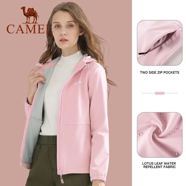 

camel official women men outdoor jackets autumn winter warm velvet assault softshell jacket coat sports clothing q1211, Black;brown