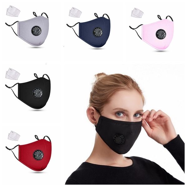 

cotton breathable breathing protective valve face dustproof mask washable reusable cycling masks with 2 filter pad cca12332