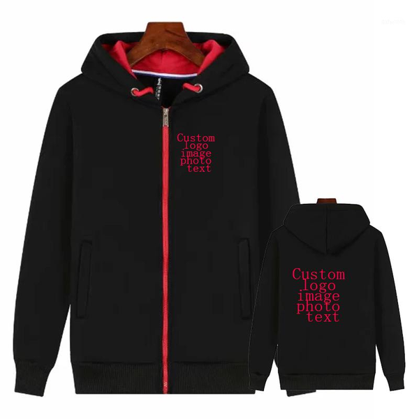 

custom street thick zipper hoodie sweatshirt casual men and women hooded long sleeve sports hip hop hoodie1, Black