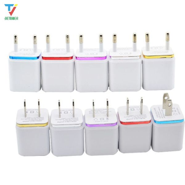 

50pcs/lot colorful 2a+1a us plug ac power adapter home trave wall 2 port dual usb charger for iphone 4 5 6 plus for samsung htc