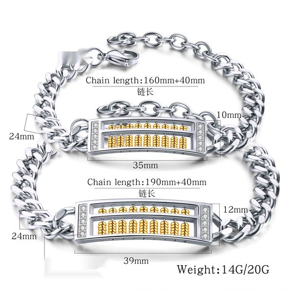 

lovers jewelry 2019 selling stainless flip abacus bracelet titanium steel, Golden;silver