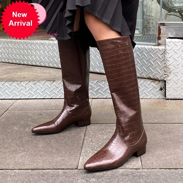 

2021 the new new fashions for women pinpointed toes mid-calf boots thick heels fashionable stylish women's concise design shoes 00a7, Black