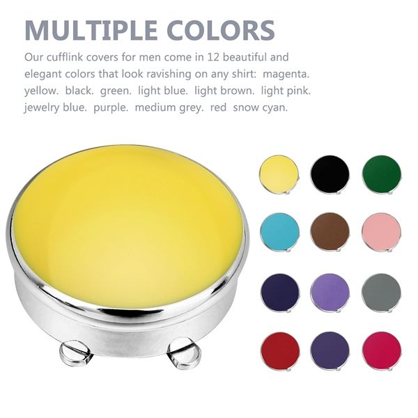 

hawson button covers imitation french cufflinks bright-colored enamel inlaid for mens regular shirts 12 colors for choosing 201109, Silver