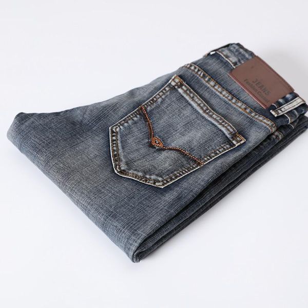 

men's jenas business classic leisure basic retro gray styles men jeans straight pants mens plus size 38 401, Blue