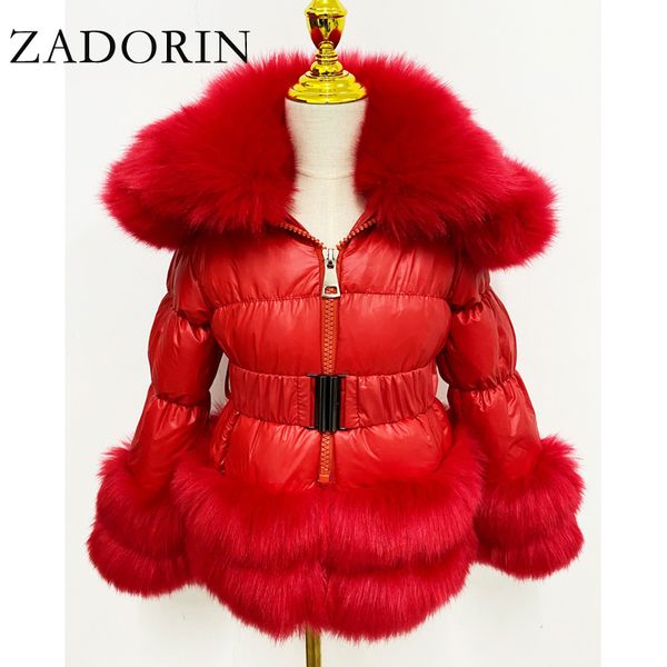 

zadorin 2020 winter new girl's white duck down jacket for kids furry faux fur collar thick warm child down coat hooded outerwear q1217, Black