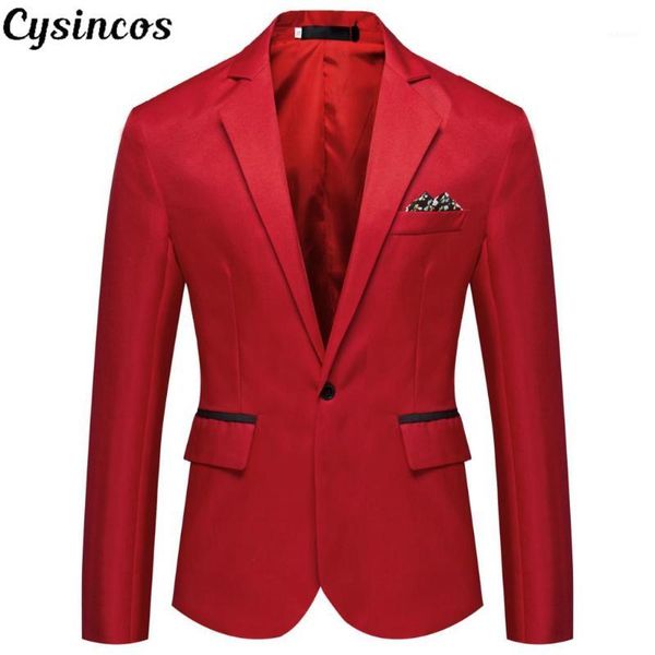 

cysincos 2020 quality brand men blazers men's tuxedos formal occasions coat fashion slim one button blazer men's business blazer1, Black;brown
