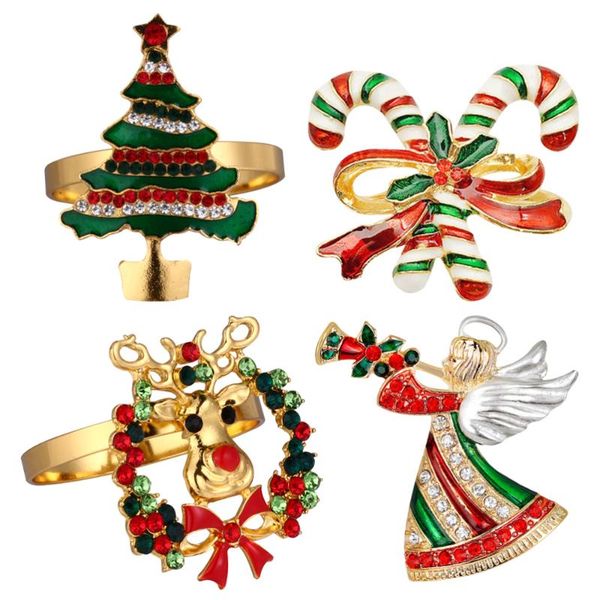 

napkin rings 4pcs alloy creative christmas style el home ring holders (red green)