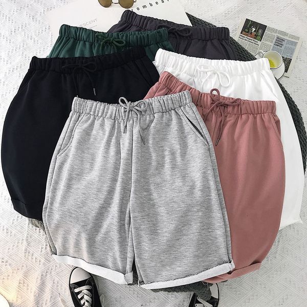 

new men's loose solid color shorts 2021 fashion girls casual oversize pants korean streetwear classic trousers nwkn, White;black
