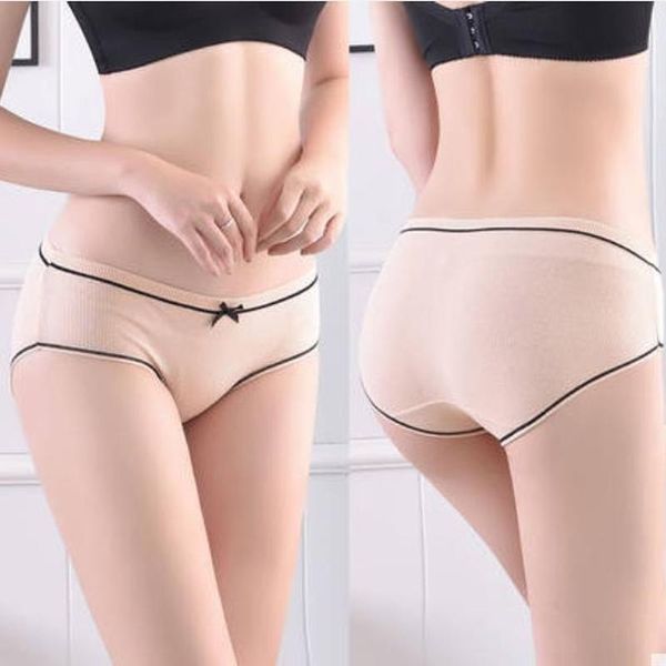 

women's panties cotton women 2021 autumn and winter comfortable thread panty female cute bow striped briefs plu size underwear, Black;pink