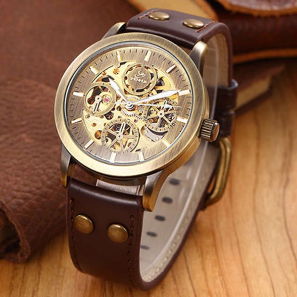 

fashion popular men's shenhua shenhua / leisure hollow out automatic mechanical watchk82y, Slivery;brown