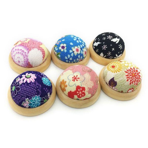 

sewing notions & tools round needle pin cushion with wooden base pincushion needles collect holder organizer storage accessories handcraft, Black