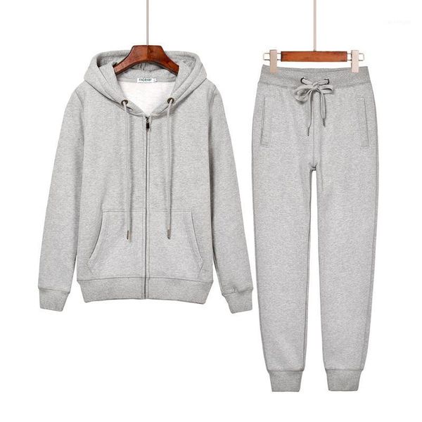 

2020 new fall / winter women pure cotton velvet fabric sportswear suits velvet suits women hoodie and trousers t551, Gray