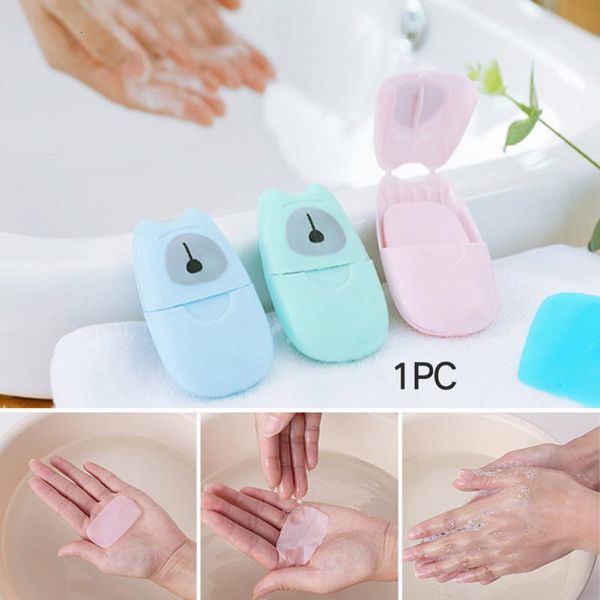 

paper 50 pcs/box disposable mini travel soap washing hand bath cleaning portable boxed foaming soap paper scented sheets fy6024sbb