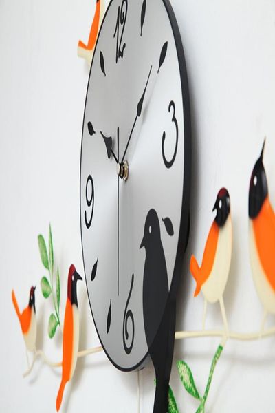 

a060 настенные часы часы живопись птицы домашний декор украшения новый дизайн качели сад синий оранжевый красный jllfac mexyard