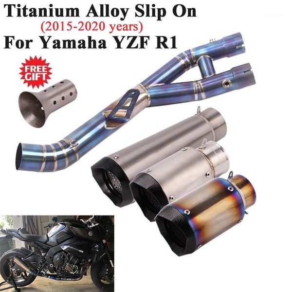 

titanium alloy slip on for r1m r1 yzf motorcycle full gp exhaust escape modified middle tube link pipe muffler db killer1