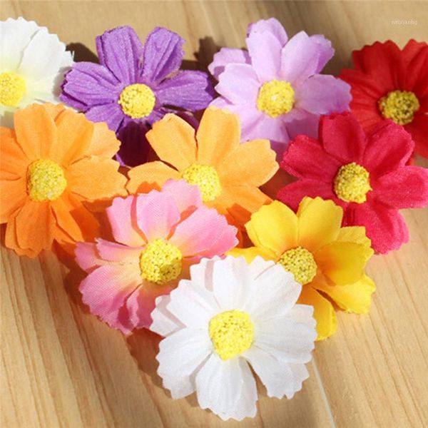 

decorative flowers & wreaths 3.5cm 100pcs fake silk chrysanthemum heads artificial for home wedding party decoration diy wreath bride bouque