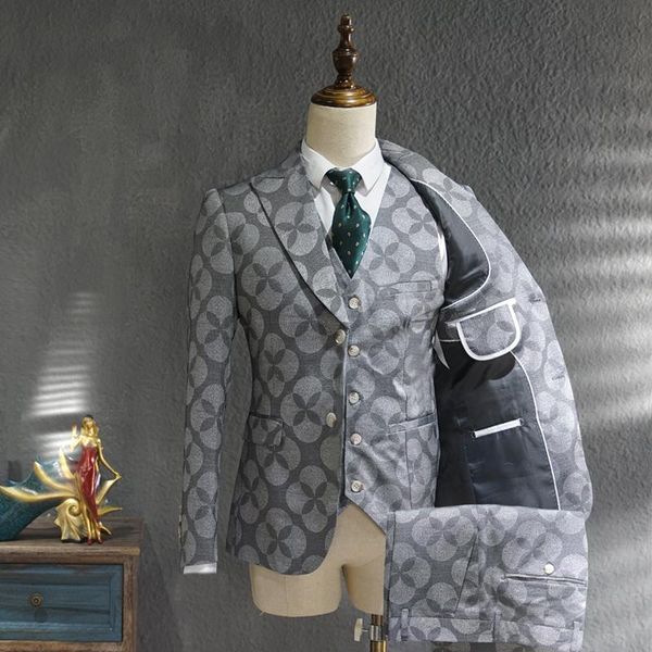 

ternos masculino suit men leisure business formal dress trend print bridegroom wedding dress british style smoking homme mariage, White;black