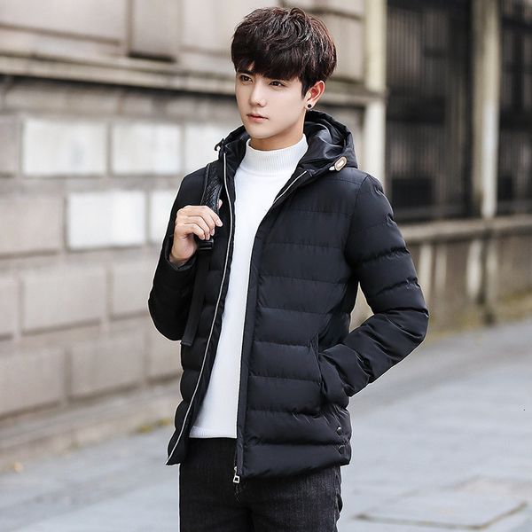 

youth thiened down cotton padded jaet, hooded winter warm men's jaet, Black