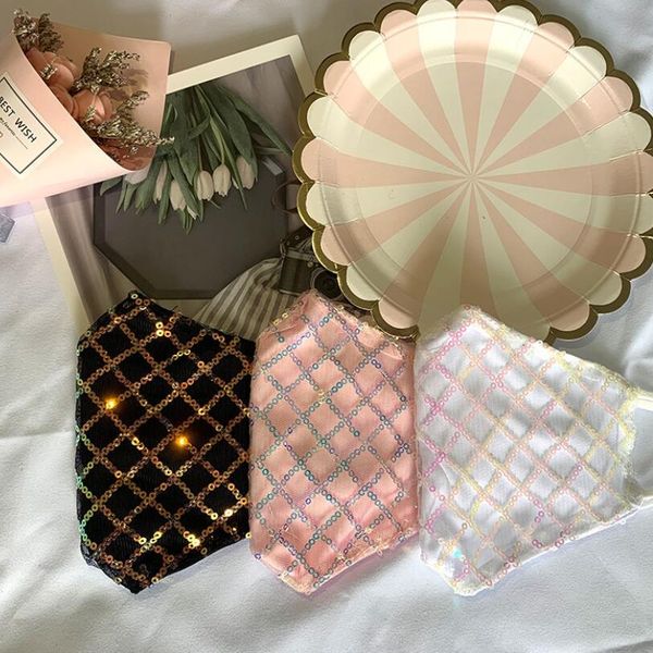 

sequin 3 colors lace factory mouth bling cover thin version summer breathable sunscreen sequins mask washable face masks