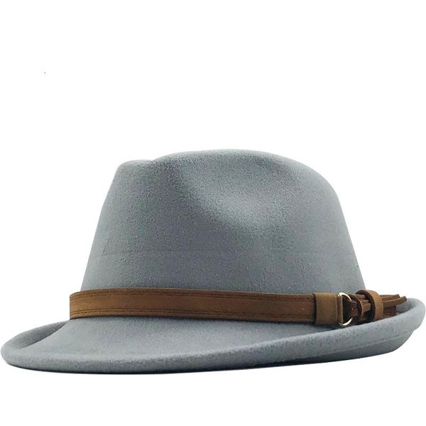 

new wool women men fedora hat for winter autumn elegant lady jazz hat 55-58cm adjustable, Blue;gray