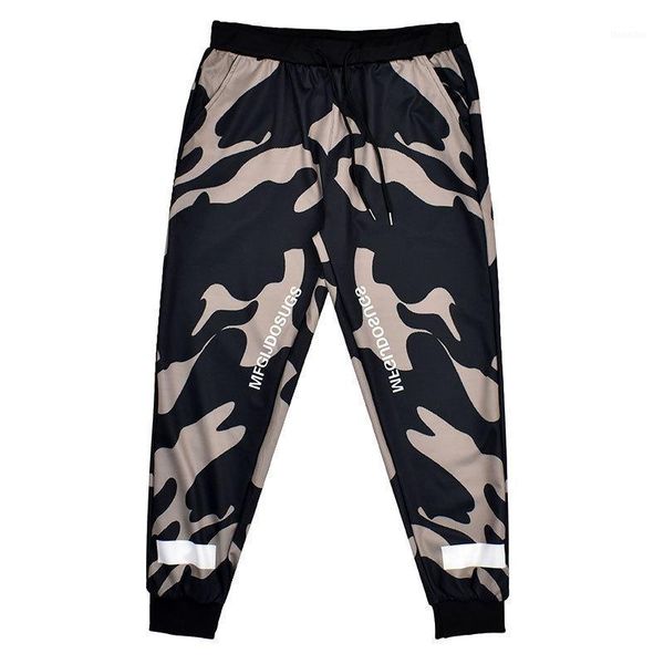 

men's pants plus size men's autumn and winter fat sports trousers loose camouflage print pants1, Black