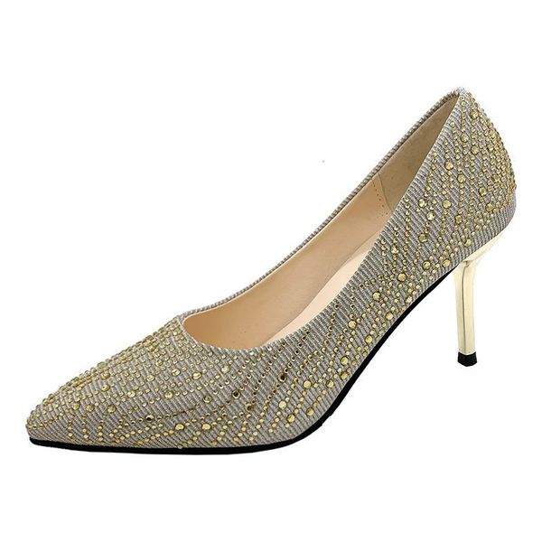 

women high heels pumps pointed toe fashion office ctystal woman shoes spring autumn shoe slip on new 2021 footwear 9y6k, Black