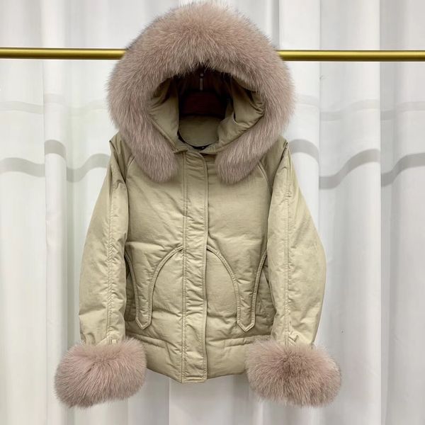 

2021 new winter cotton coat femalenova with hoodie skin collar korean section fashion pie to overcome casual loose solid jacket 6r yy45, Black